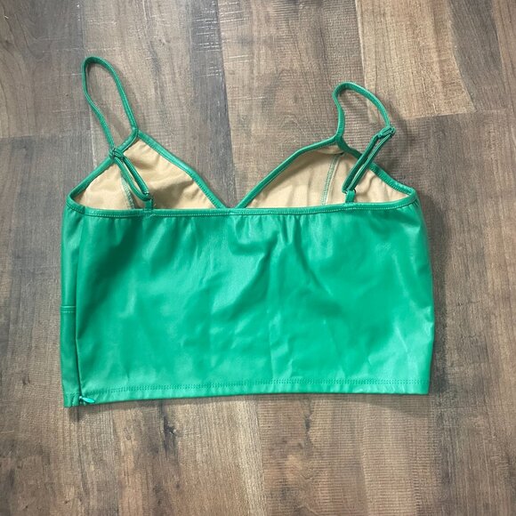Eesome Faux Leather Crop Top - Kelly Green, Size Large - Picture 8 of 10